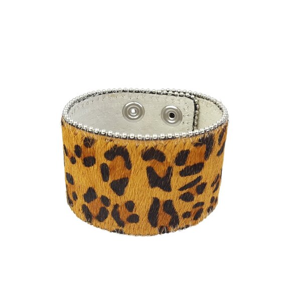 Leopard Hair on Cow Leather Band - Picture 1 of 4